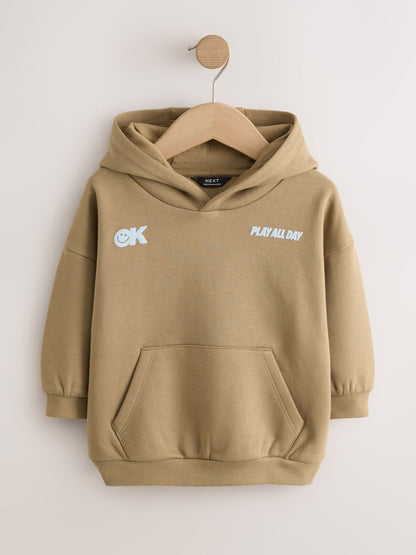 Dsiney Kidz - Taupe Brown Printed Slogan Long Sleeve Hoodie (3mths-7yrs) image 5