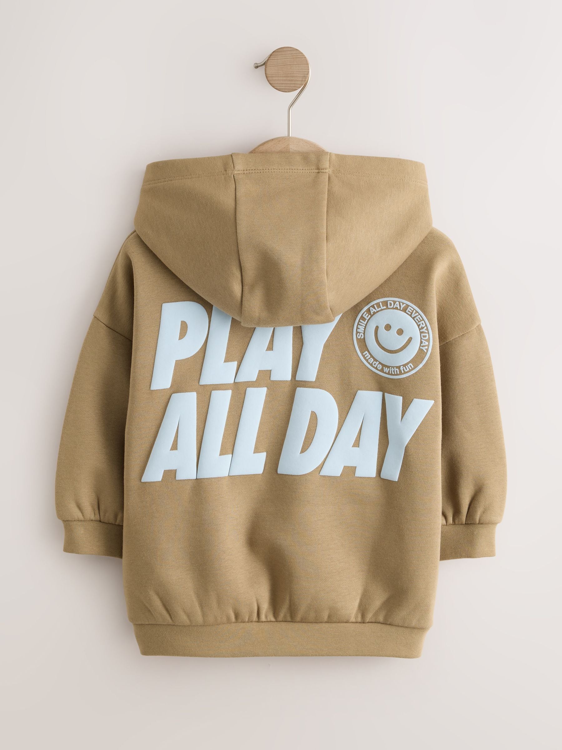 Dsiney Kidz - Taupe Brown Printed Slogan Long Sleeve Hoodie (3mths-7yrs) image 6