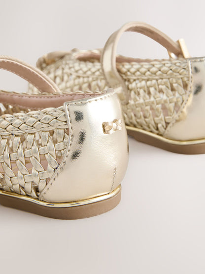 Baker by Ted Baker Woven Gold Mary Jane Shoes image 4