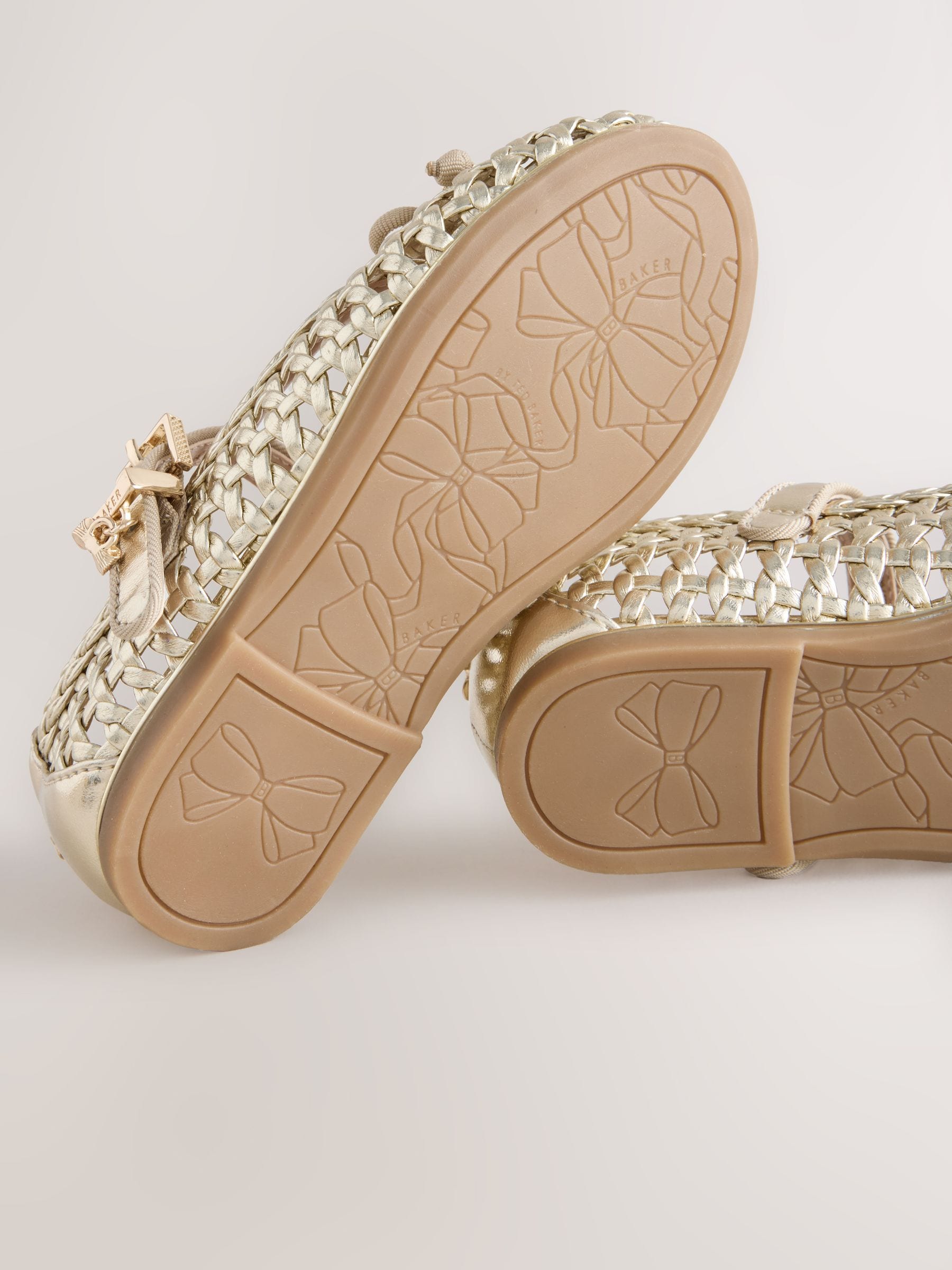 Baker by Ted Baker Woven Gold Mary Jane Shoes image 5