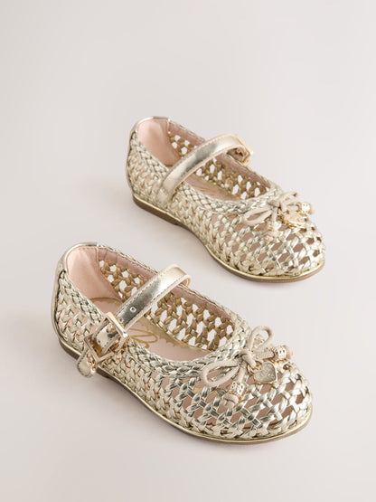 Baker by Ted Baker Woven Gold Mary Jane Shoes image 1