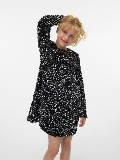 Dsiney Kidz - VERO MODA Black Sequin Long Sleeve Dress image 1