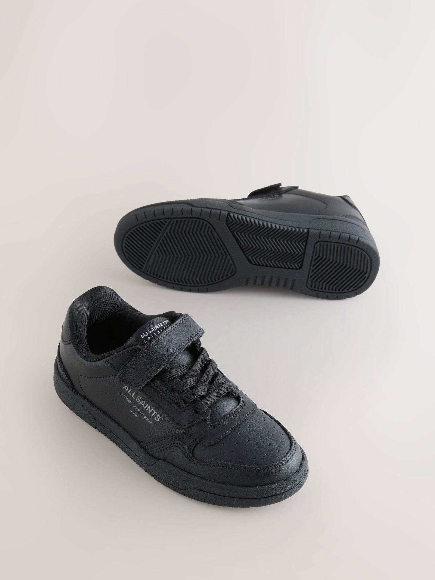 smALLSAINTS Black Back to School Underground Logo Elasticated Lace up Trainers image 3