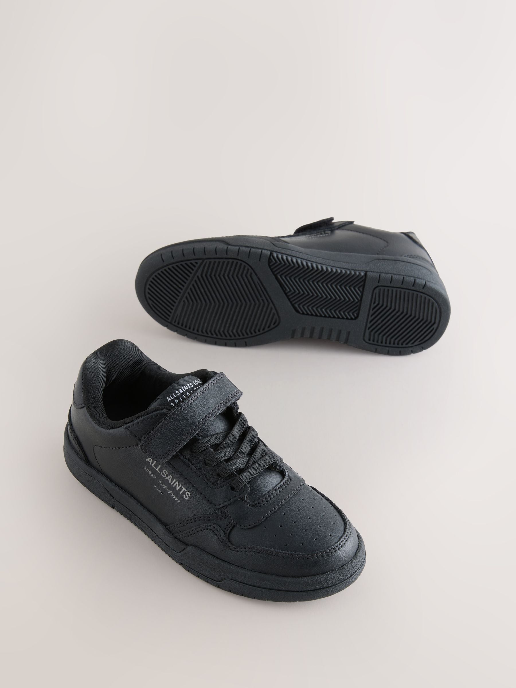 smALLSAINTS Black Back to School Underground Logo Elasticated Lace up Trainers image 3
