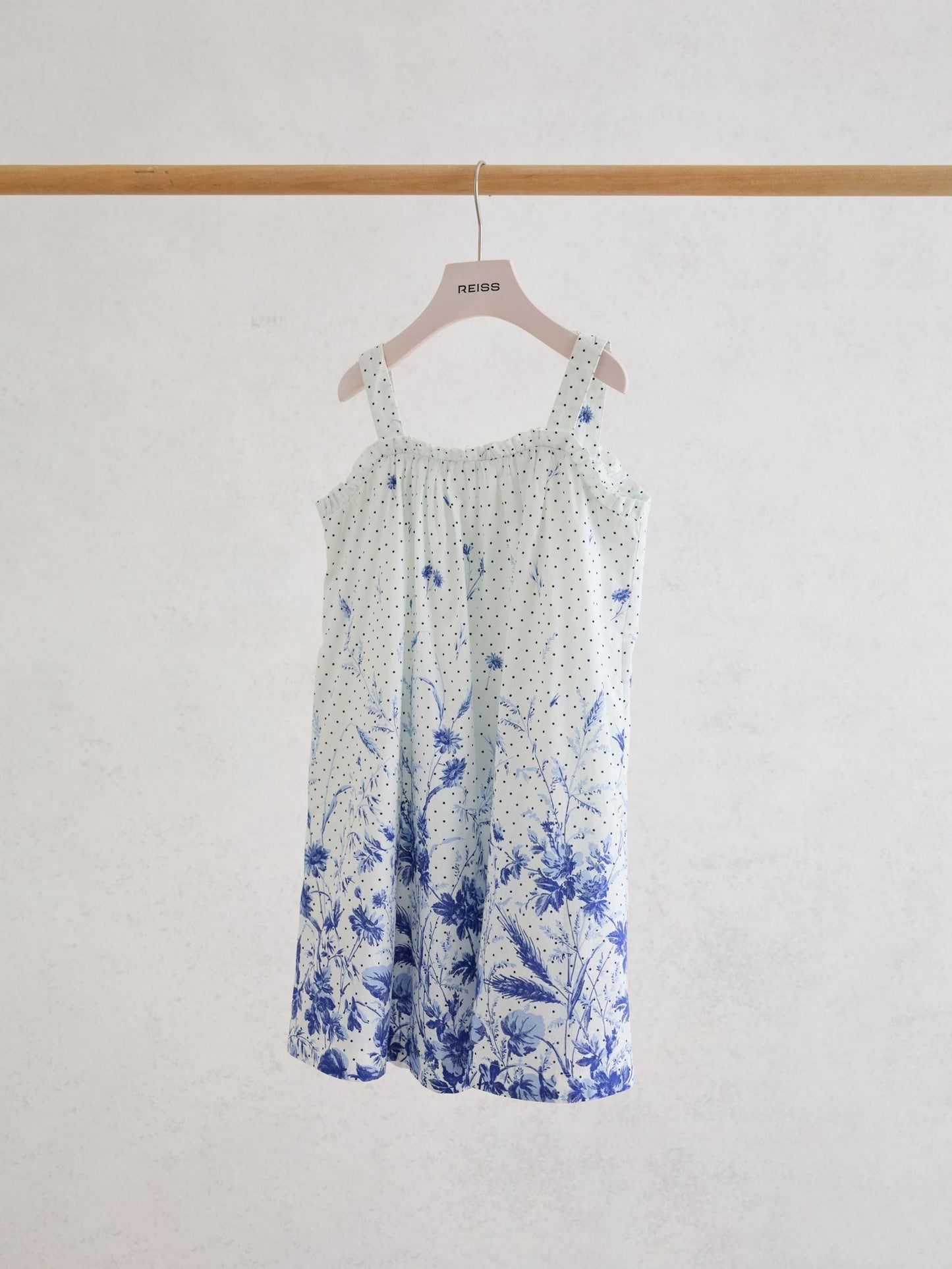 Reiss Blue Print Solar 3-9 yrs Cotton Floral-Print Swing Dress image 2