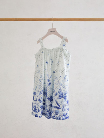 Reiss Blue Print Solar 3-9 yrs Cotton Floral-Print Swing Dress image 2