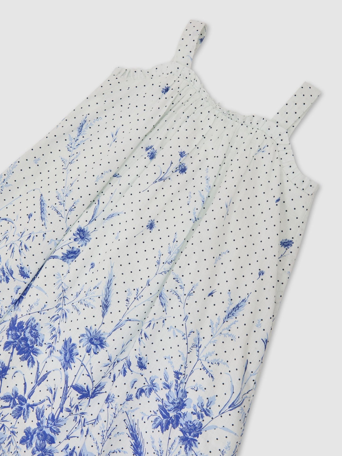 Reiss Blue Print Solar 3-9 yrs Cotton Floral-Print Swing Dress image 3