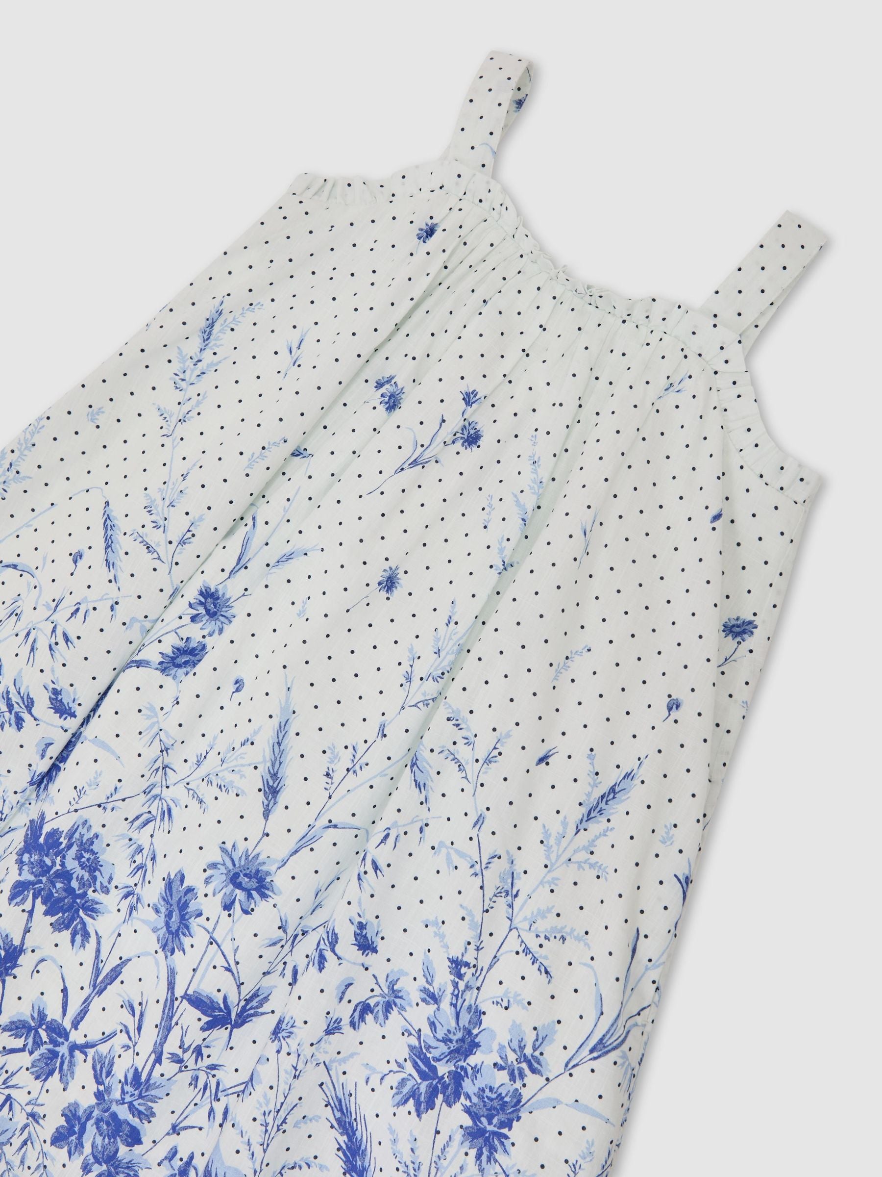 Reiss Blue Print Solar 3-9 yrs Cotton Floral-Print Swing Dress image 3