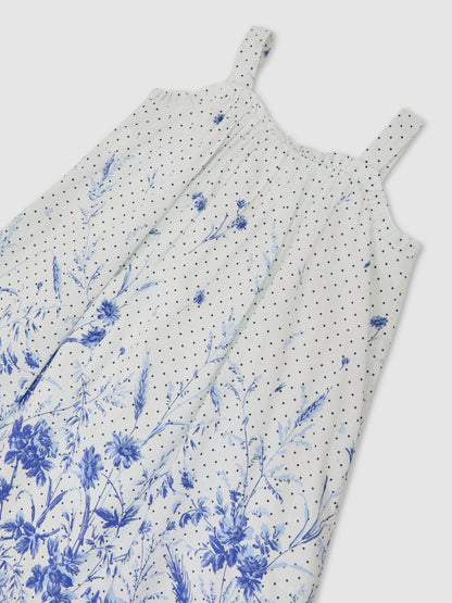 Reiss Blue Print Solar 9-13 yrs Cotton Floral-Print Swing Dress image 3