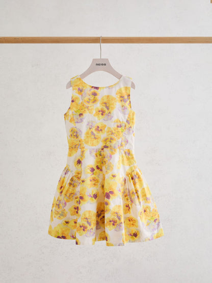 Reiss Yellow Irena 9-13 yrs Cotton Polka-Dot Sleeveless Dress image 1