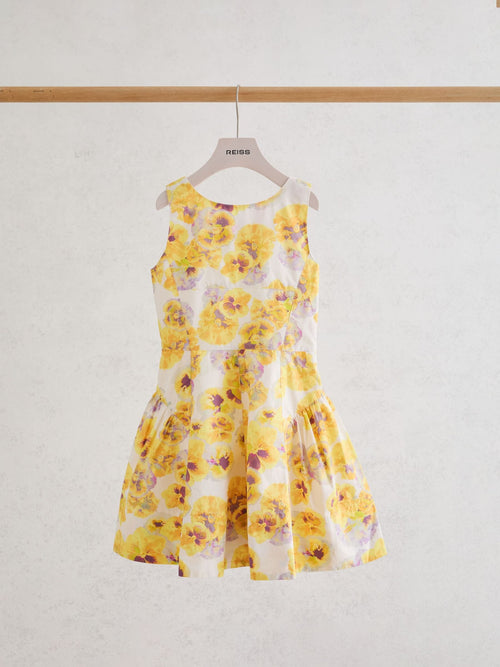 Reiss Yellow Irena 9-13 yrs Cotton Polka-Dot Sleeveless Dress image 1