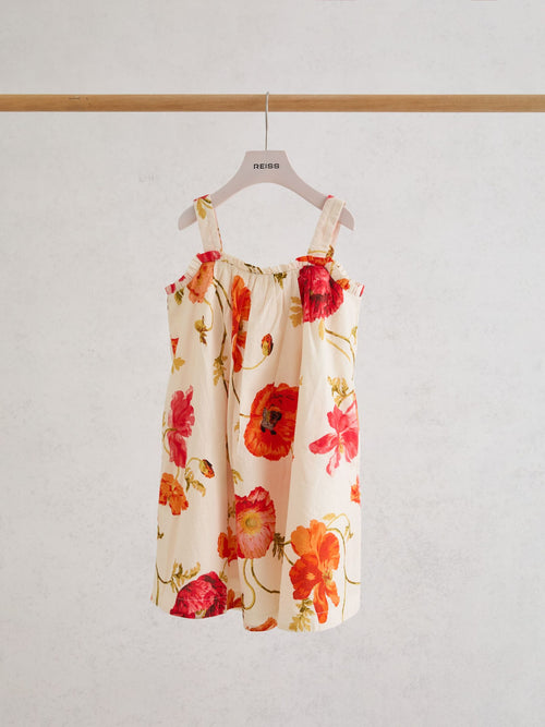 Reiss White Print Solar 3-9 yrs Cotton Floral-Print Swing Dress image 1