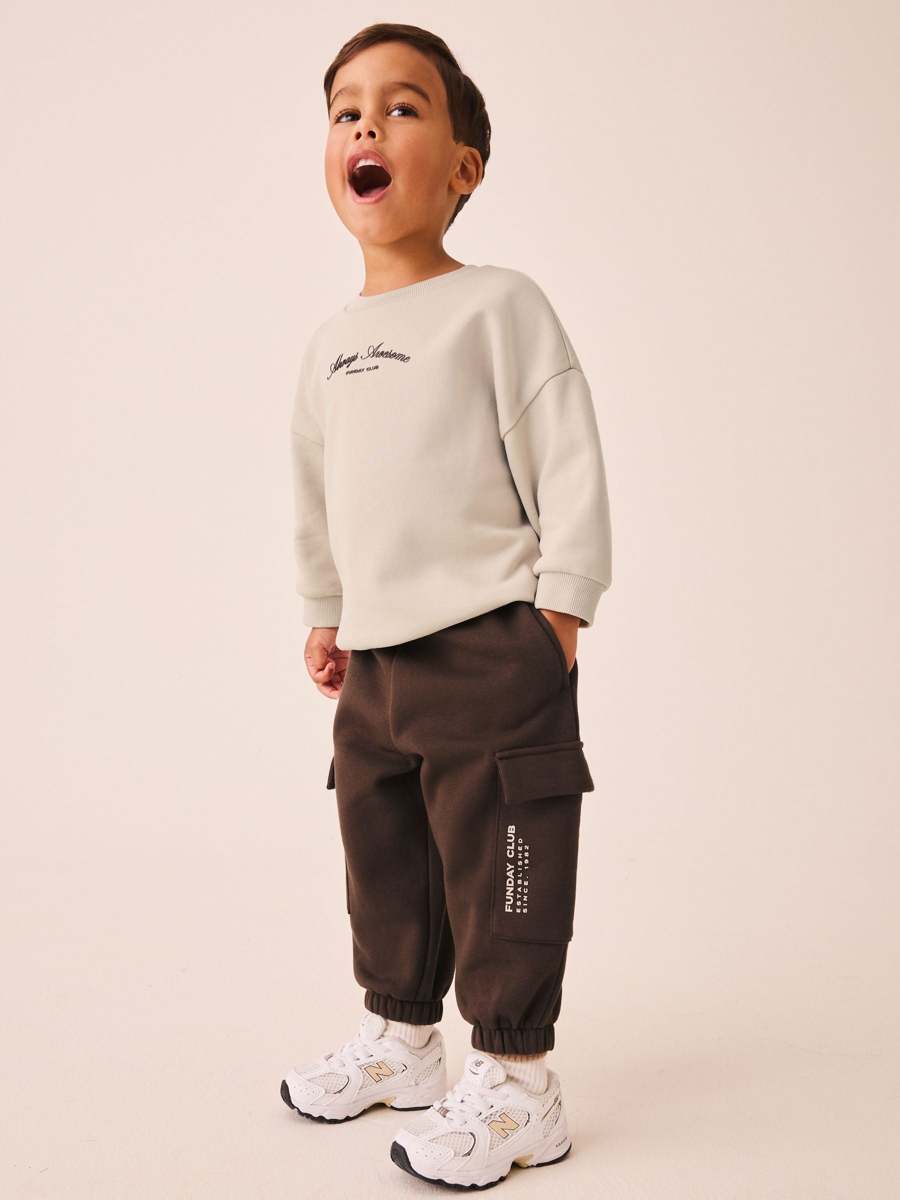 Dsiney Kidz - Ecru Crew Neck Sweat Top and Utility Joggers Set (3mths-7yrs) image 1