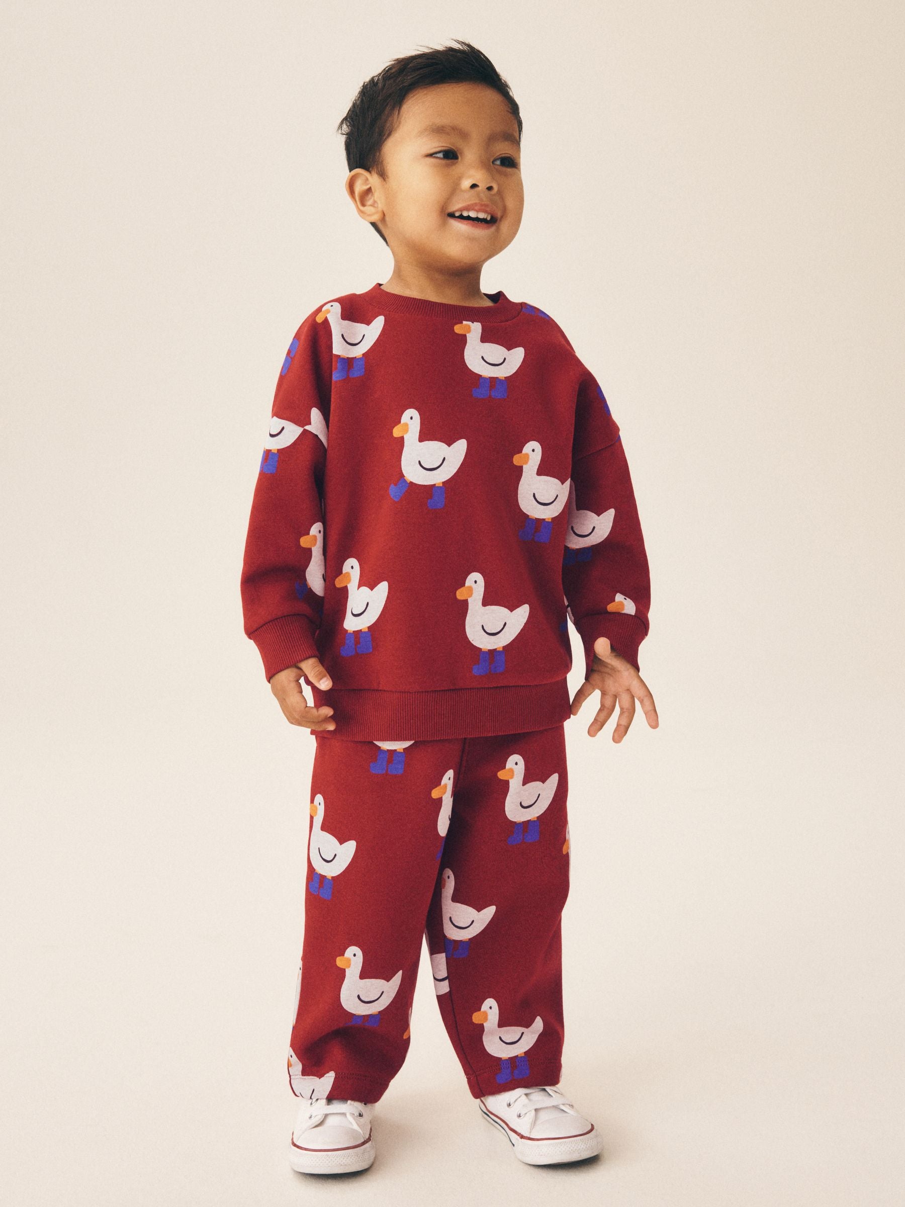 Dsiney Kidz - Burgundy Red All Over Print Crew Neck Sweat Top and Joggers Set (3mths-7yrs) image 1