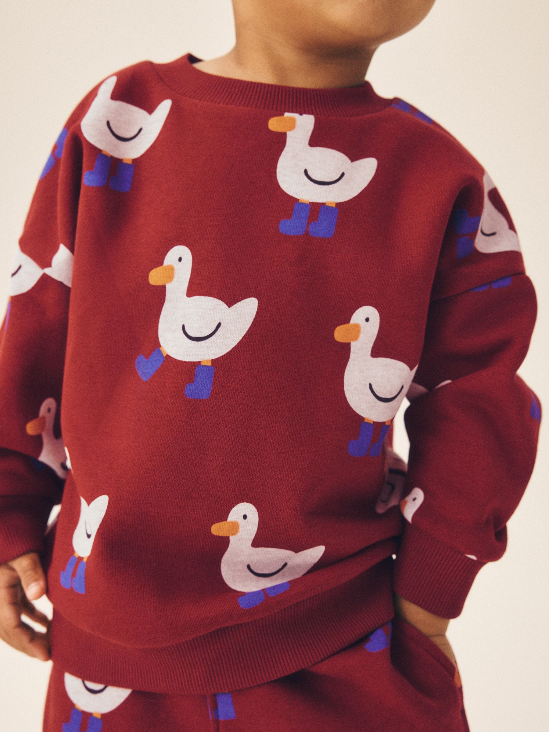 Dsiney Kidz - Burgundy Red All Over Print Crew Neck Sweat Top and Joggers Set (3mths-7yrs) image 4