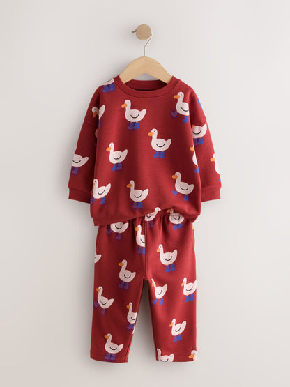 Dsiney Kidz - Burgundy Red All Over Print Crew Neck Sweat Top and Joggers Set (3mths-7yrs) image 7