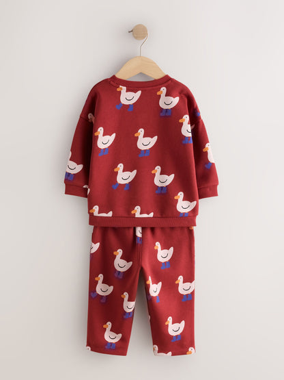 Dsiney Kidz - Burgundy Red All Over Print Crew Neck Sweat Top and Joggers Set (3mths-7yrs) image 8