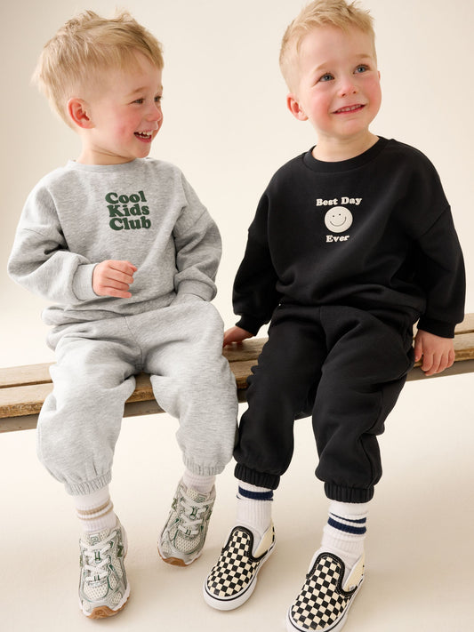 Grey Semi Plain Crew Jogger Set 4 Piece (3mths-7yrs) image 1