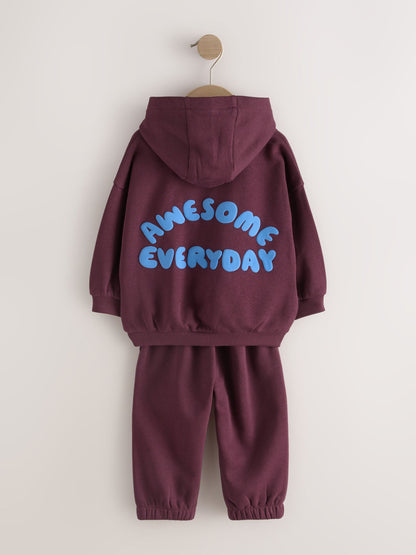 Dsiney Kidz - Burgundy Red Back Print Hoodie and Joggers Set (3mths-7yrs) image 2