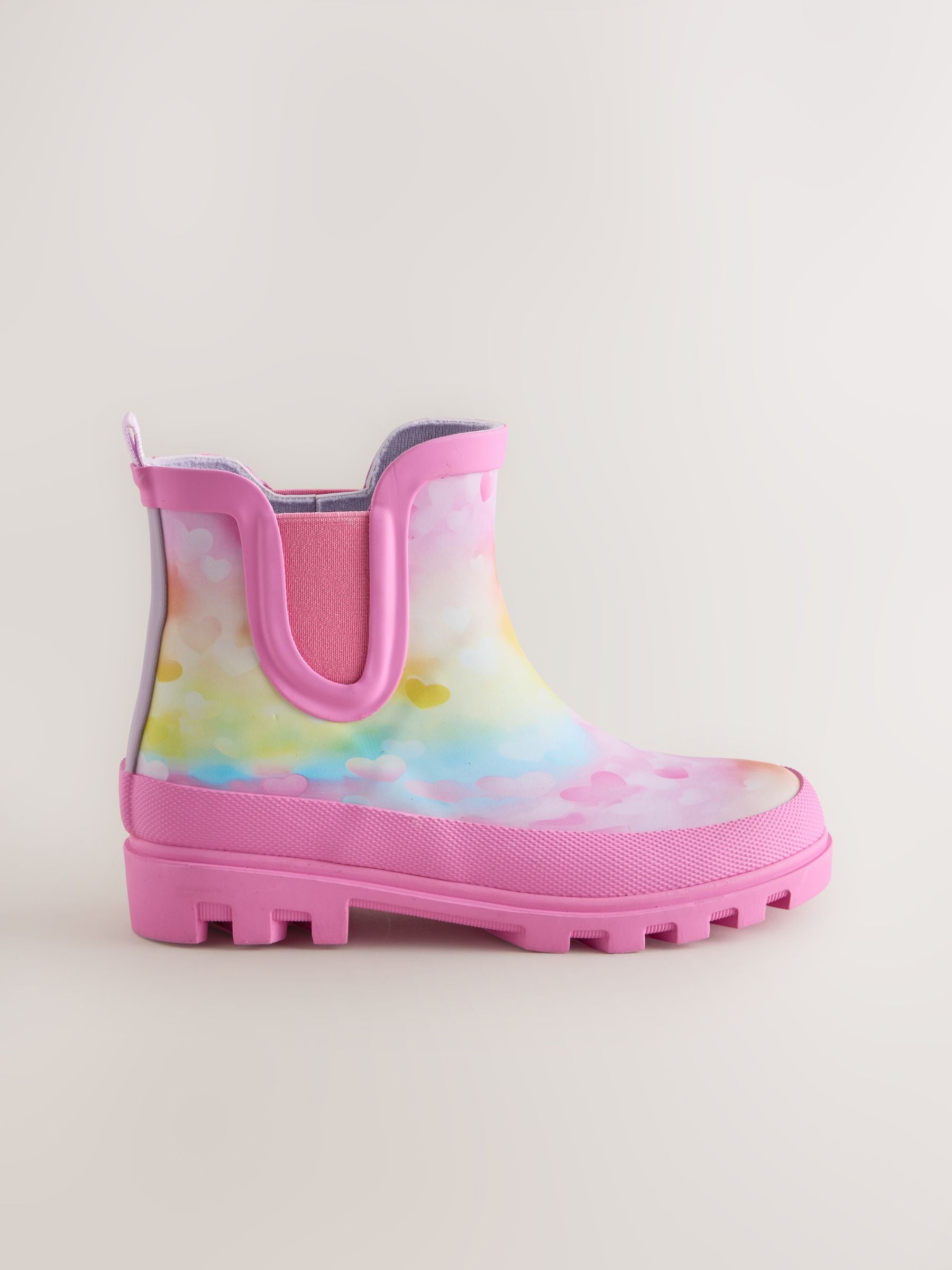 Pink/Rainbow Heart Print Chelsea Wellies image 2