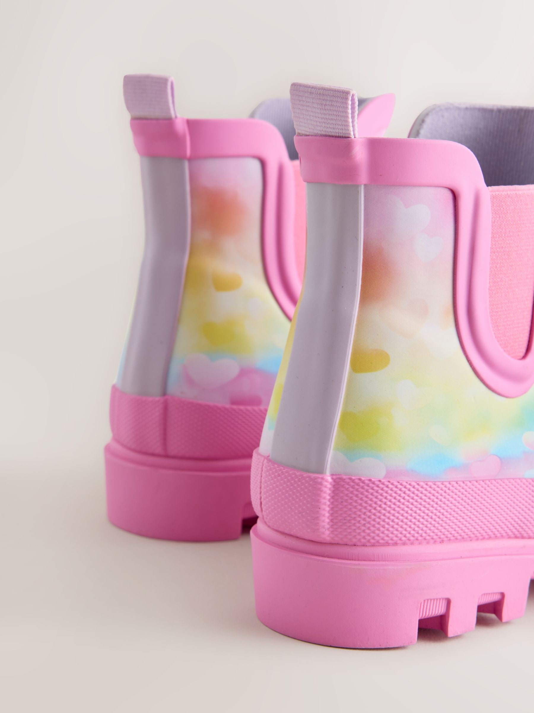 Pink/Rainbow Heart Print Chelsea Wellies image 4