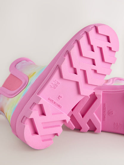 Pink/Rainbow Heart Print Chelsea Wellies image 5