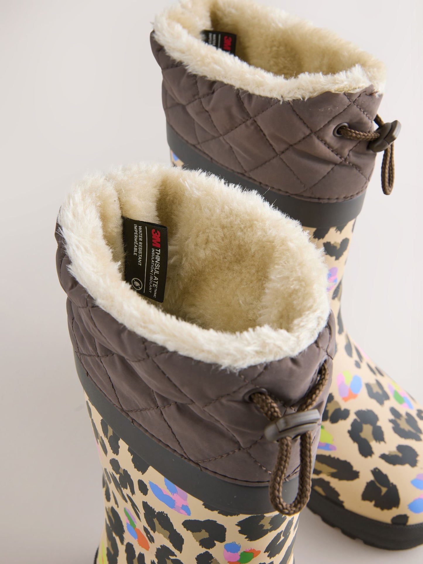 Brown Leopard Print Standard Fit (F) Thinsulate Lined Cuff Wellies image 5