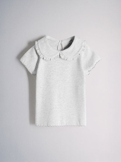 Dsiney Kidz - The Set 4 Pack Short Sleeve Rib Jersey Collared Tops Pink/Grey/Beige/White image 5