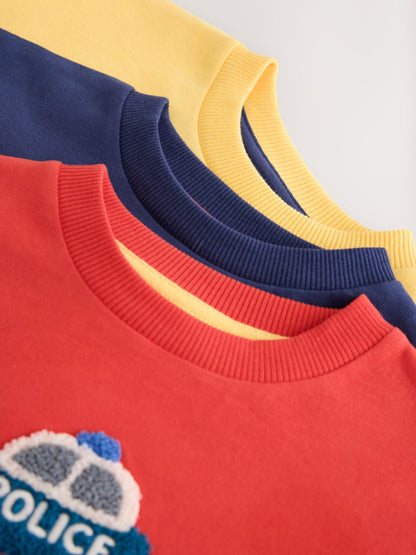 Dsiney Kidz - Multi Bright Transport Long Sleeve Applique T-Shirts 3 Pack (3mths-7yrs) image 6