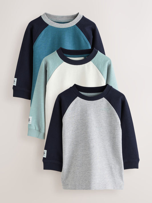 Dsiney Kidz - Multi Navy Long Sleeve Raglan T-Shirts 3 Pack (3mths-7yrs) image 1