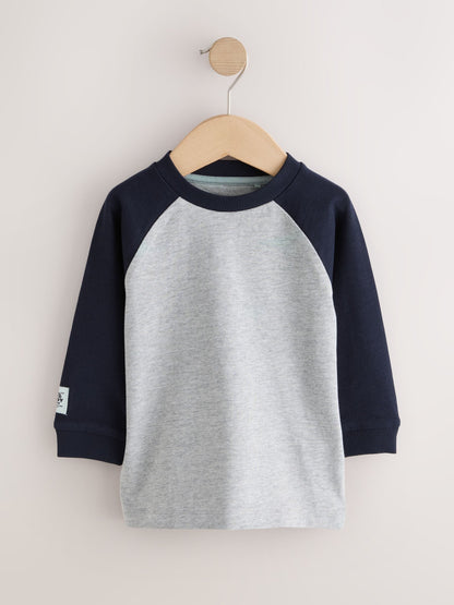 Dsiney Kidz - Multi Navy Long Sleeve Raglan T-Shirts 3 Pack (3mths-7yrs) image 2
