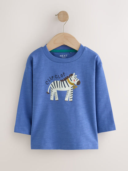 Dsiney Kidz - Green/Blue Animal Long Sleeve Graphic T-Shirts 3 Pack (3mths-7yrs) image 2