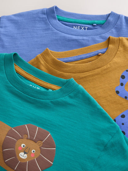 Dsiney Kidz - Green/Blue Animal Long Sleeve Graphic T-Shirts 3 Pack (3mths-7yrs) image 6
