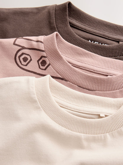 Dsiney Kidz - Neutral Digger Long Sleeve Graphic T-Shirts 3 Pack (3mths-7yrs) image 7