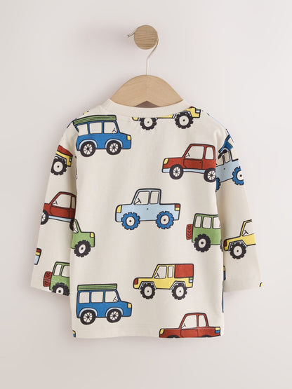 Dsiney Kidz - Blue Stripe Car Long Sleeve Graphic T-Shirts 3 Pack (3mths-7yrs) image 3