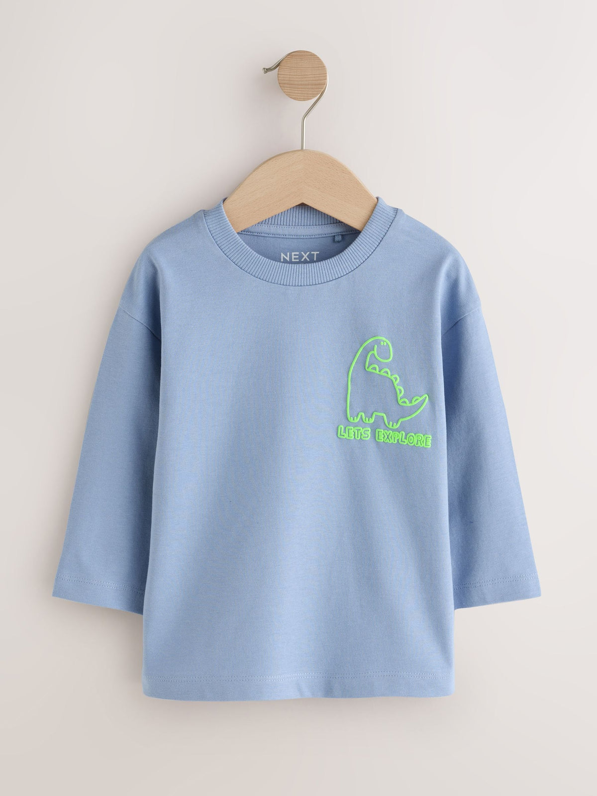 Blue/Green/Grey Dino Long Sleeve Graphic T-Shirts 3 Pack (3mths-7yrs) - image 2