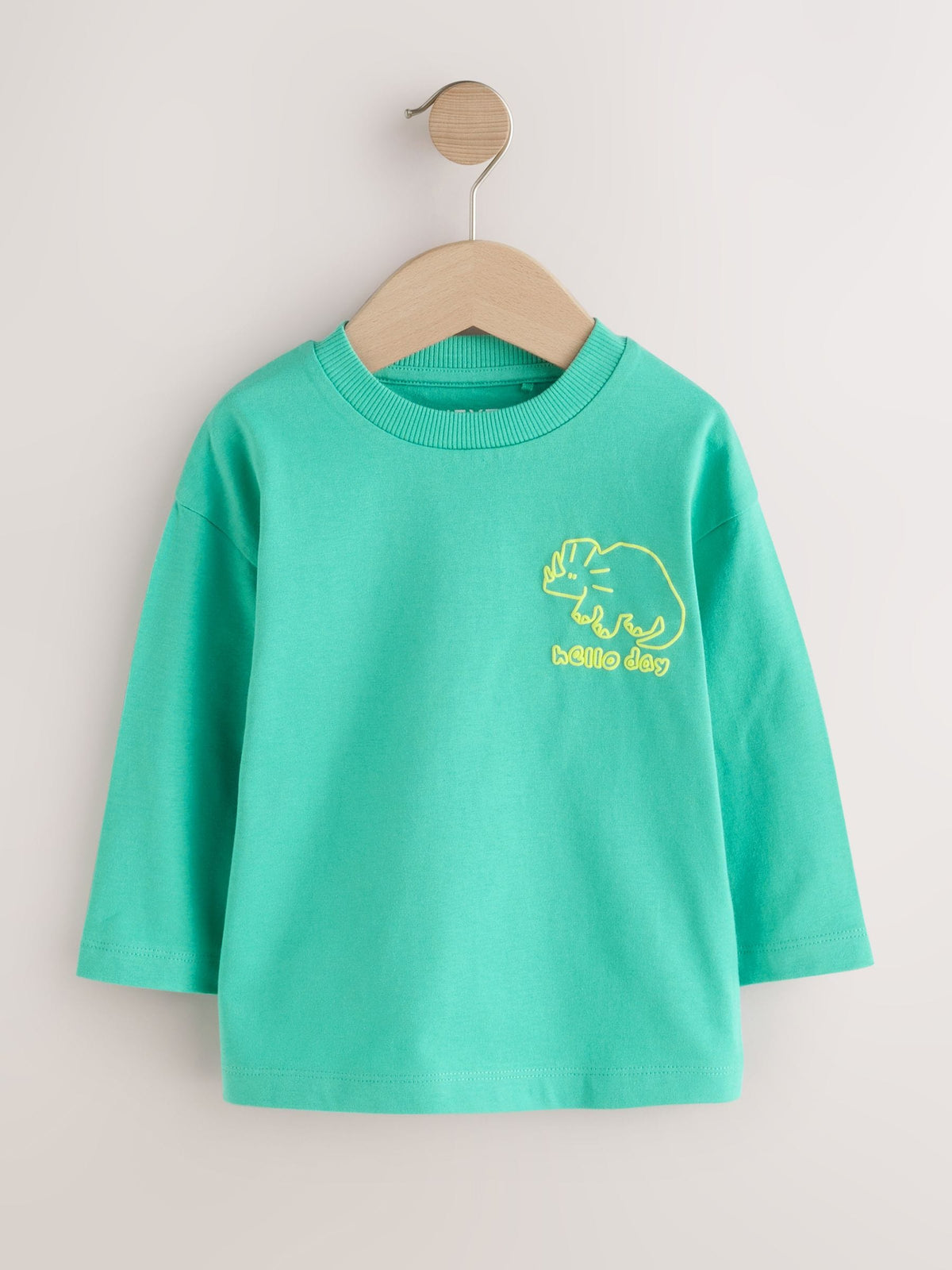 Blue/Green/Grey Dino Long Sleeve Graphic T-Shirts 3 Pack (3mths-7yrs) - image 4