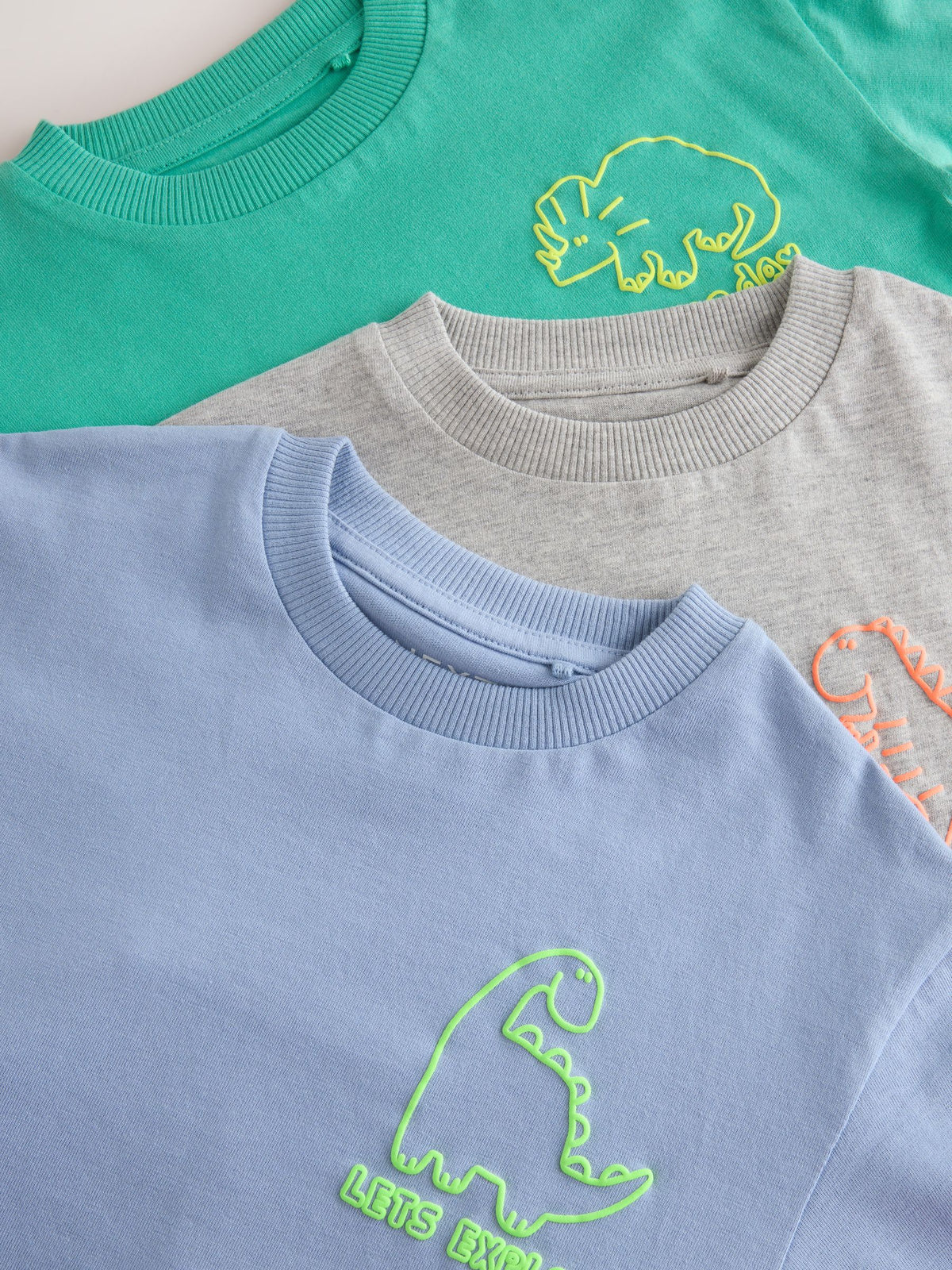 Blue/Green/Grey Dino Long Sleeve Graphic T-Shirts 3 Pack (3mths-7yrs) - image 6