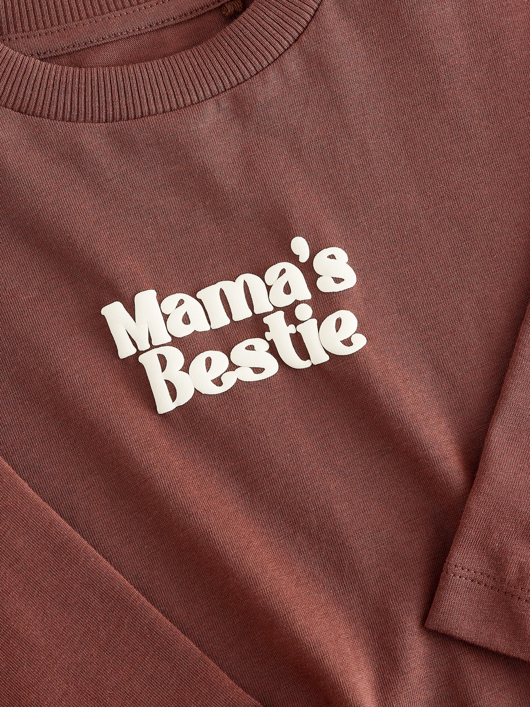 Dsiney Kidz - Chocolate Brown Mama's Bestie Slogan Long Sleeve Small Graphic Printed T-Shirt (3mths-7yrs) image 3