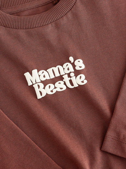 Dsiney Kidz - Chocolate Brown Mama's Bestie Slogan Long Sleeve Small Graphic Printed T-Shirt (3mths-7yrs) image 3