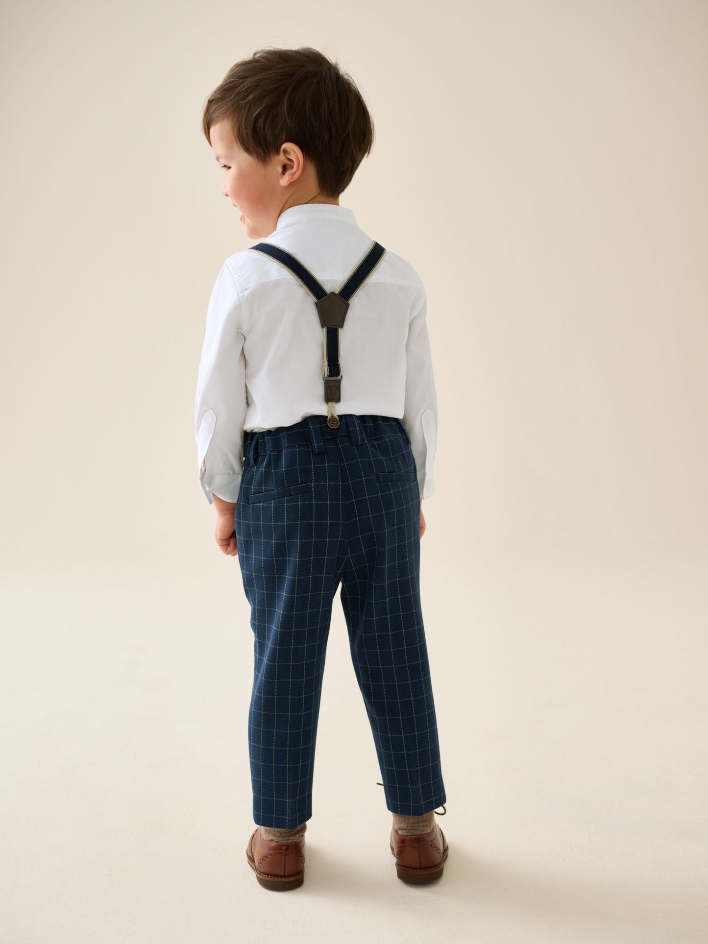 Dsiney Kidz - Navy Check Shirt Trousers Braces & Bow Tie Set (3mths-9yrs) image 3