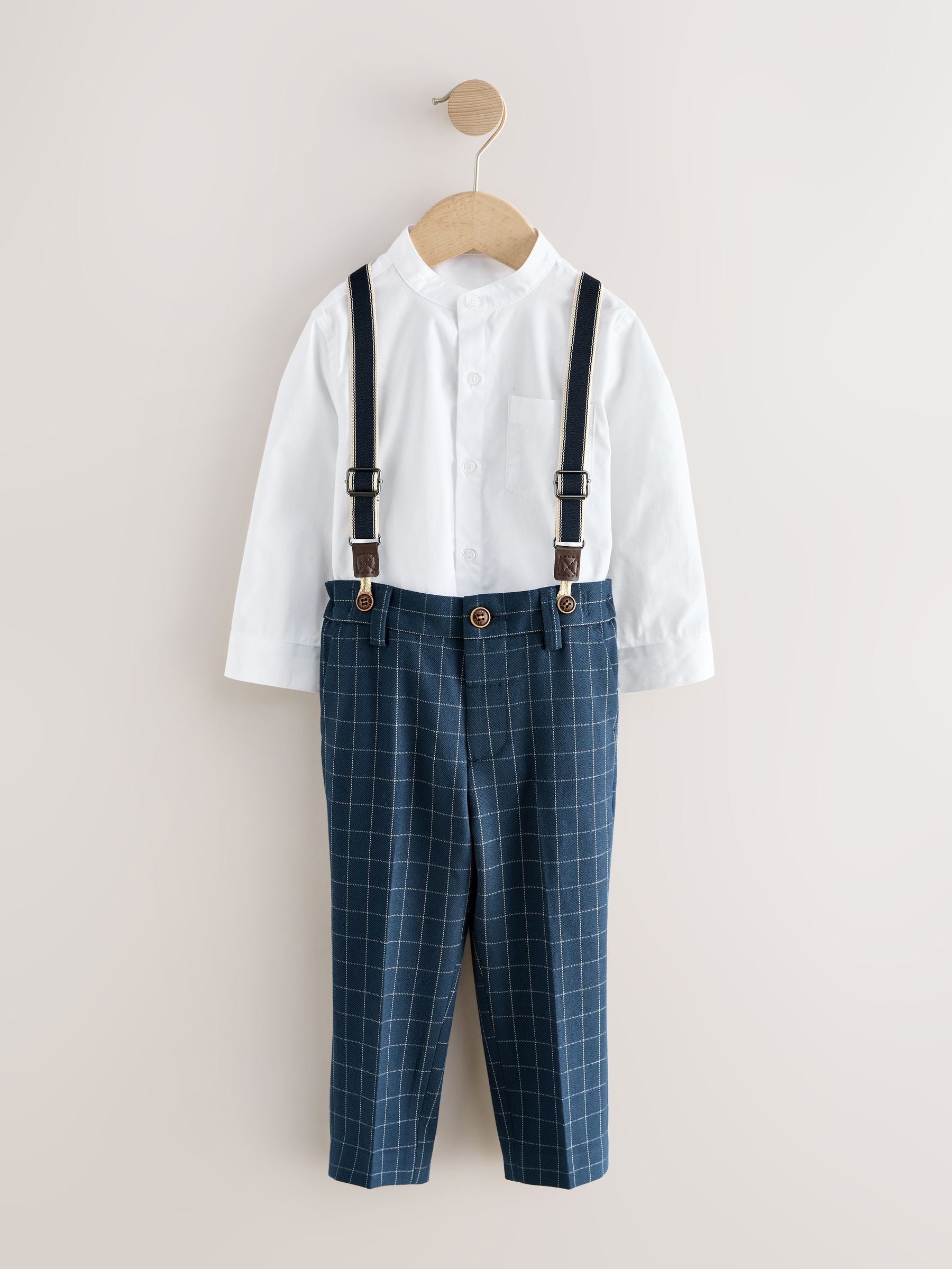 Dsiney Kidz - Navy Check Shirt Trousers Braces & Bow Tie Set (3mths-9yrs) image 5