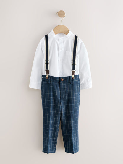 Dsiney Kidz - Navy Check Shirt Trousers Braces & Bow Tie Set (3mths-9yrs) image 5