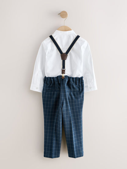 Dsiney Kidz - Navy Check Shirt Trousers Braces & Bow Tie Set (3mths-9yrs) image 6