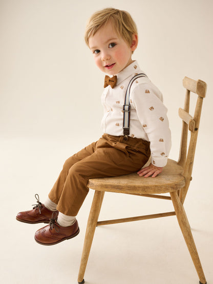 Tan Brown Bear Shirt Trousers Braces & Bow Tie Set (3mths-9yrs) image 2