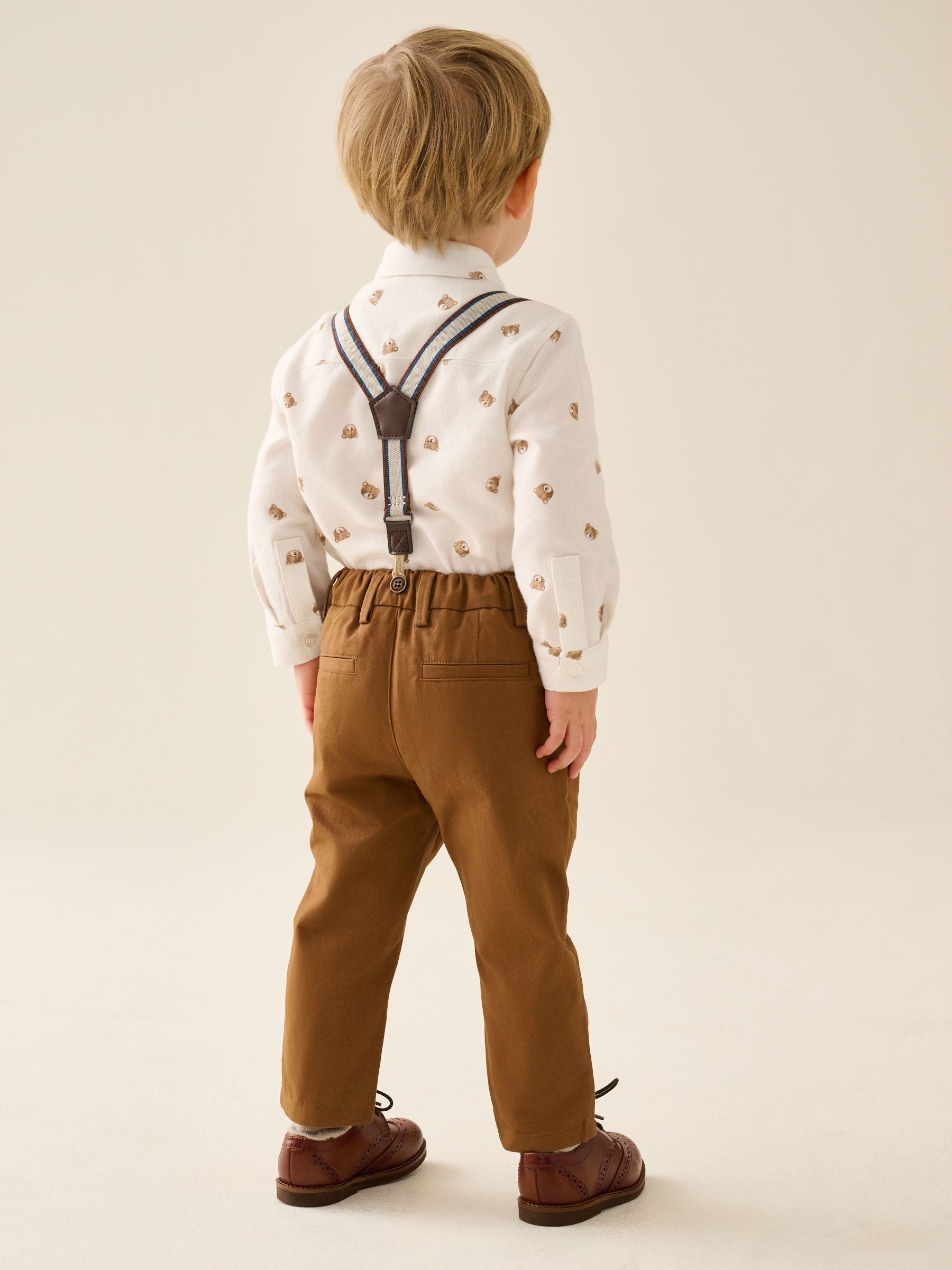 Tan Brown Bear Shirt Trousers Braces & Bow Tie Set (3mths-9yrs) image 3