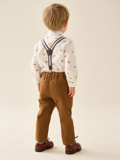 Tan Brown Bear Shirt Trousers Braces & Bow Tie Set (3mths-9yrs) image 3