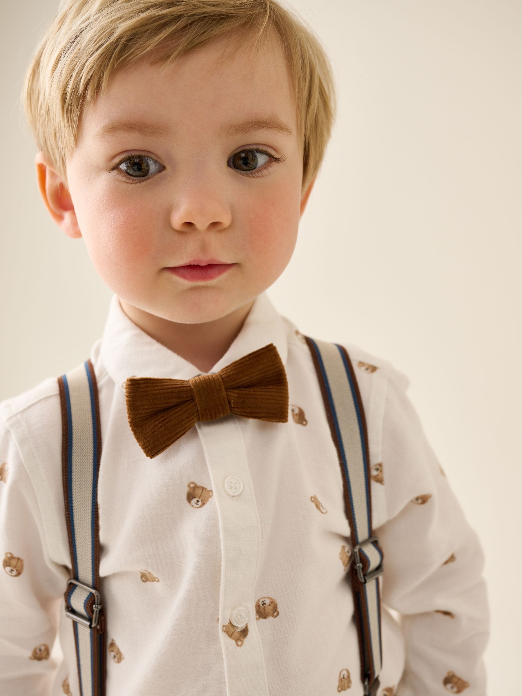 Tan Brown Bear Shirt Trousers Braces & Bow Tie Set (3mths-9yrs) image 4