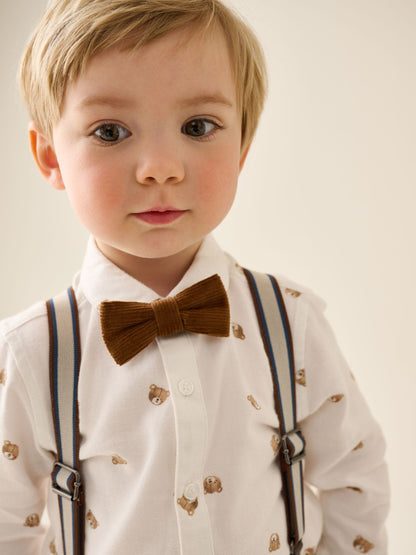 Tan Brown Bear Shirt Trousers Braces & Bow Tie Set (3mths-9yrs) image 4
