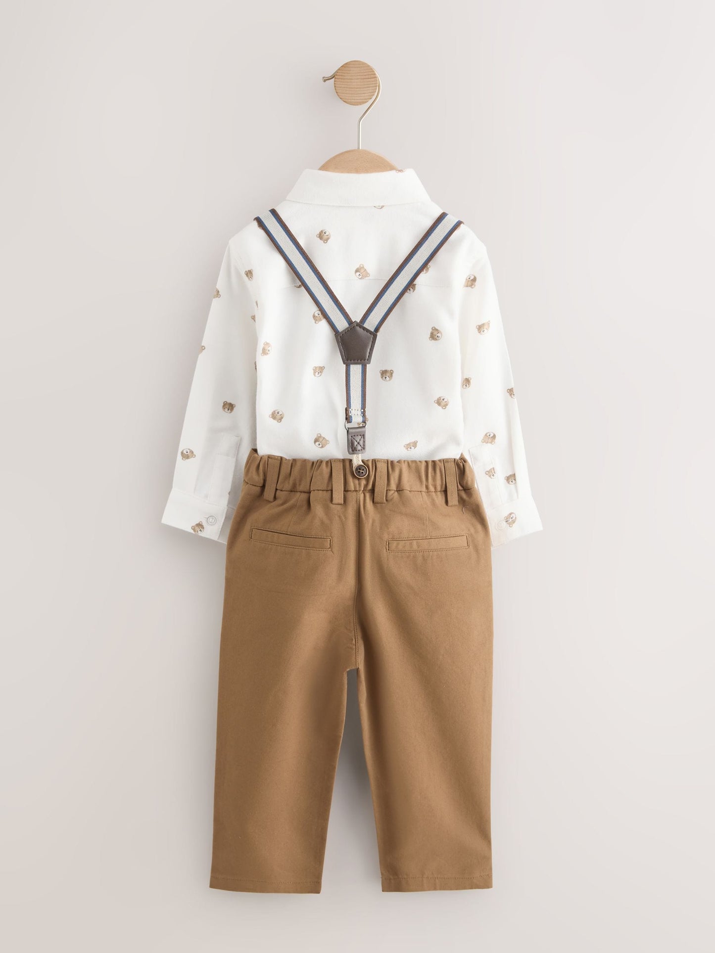 Tan Brown Bear Shirt Trousers Braces & Bow Tie Set (3mths-9yrs) image 6